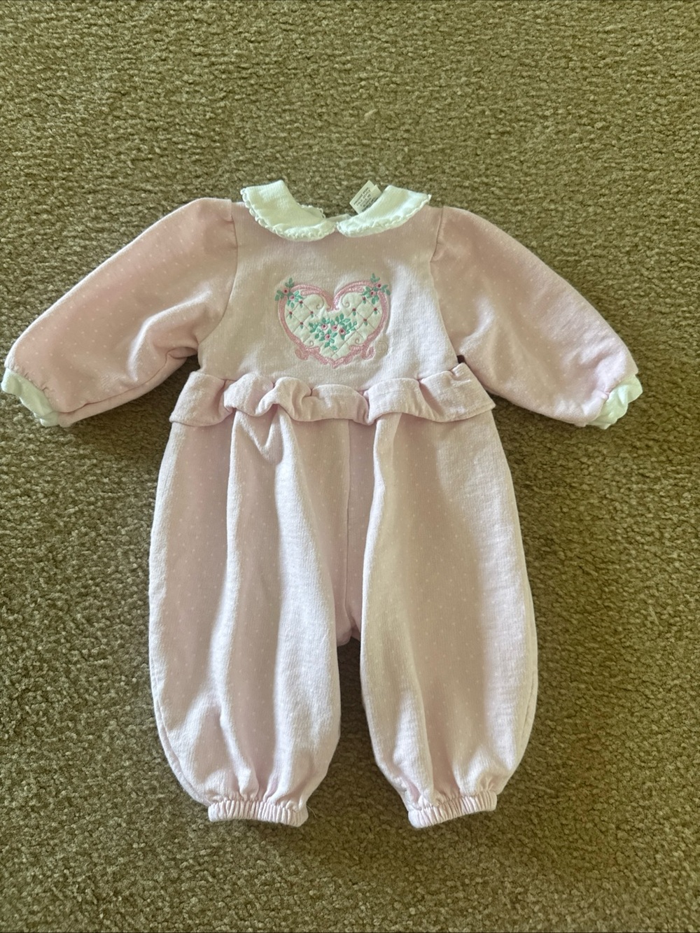 Dior Pink Embroidered Heart One-Piece Bodysuit 6 months